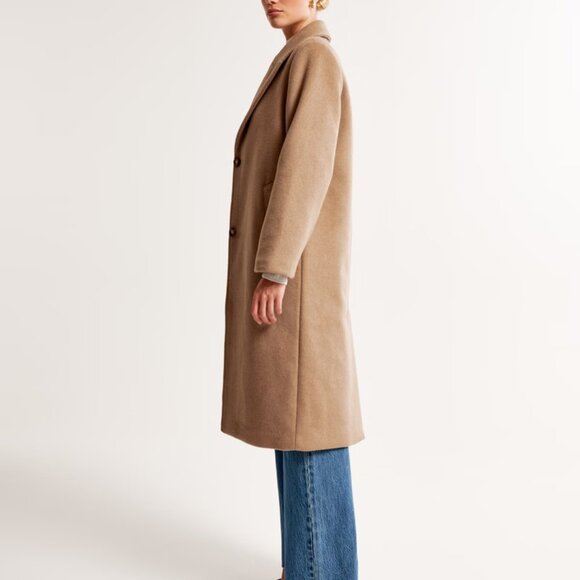 Abercrombie & Fitch Wool-Blend Tailored Topcoat (Tan, Small Petite) - Picture 3 of 10